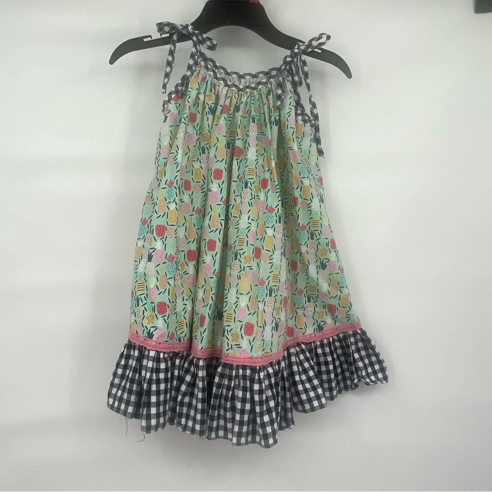Little Bird pineapple print cotton flowy tie dress